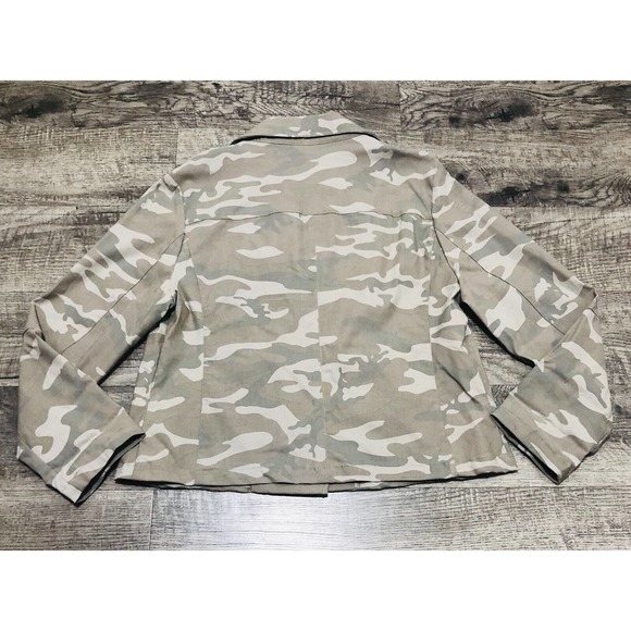 NWT Adyson Parker Camo Jacket Sz L Chest 40/42” Moto Jacket Womens Green Camo - Picture 5 of 6